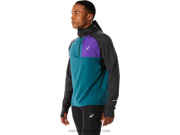 Asics catifea pin heather/negru hanorac cu mânecă lungă pentru alergare de iarnă pentru bărbați ZF464840