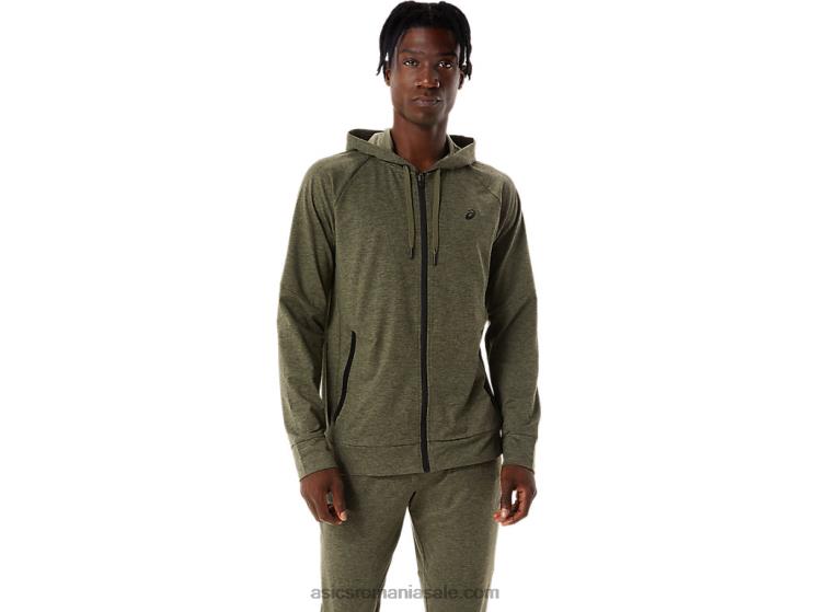 Asics manta verde heather/perf black hanorac tehnic pentru bărbați cu fermoar complet ZF464851