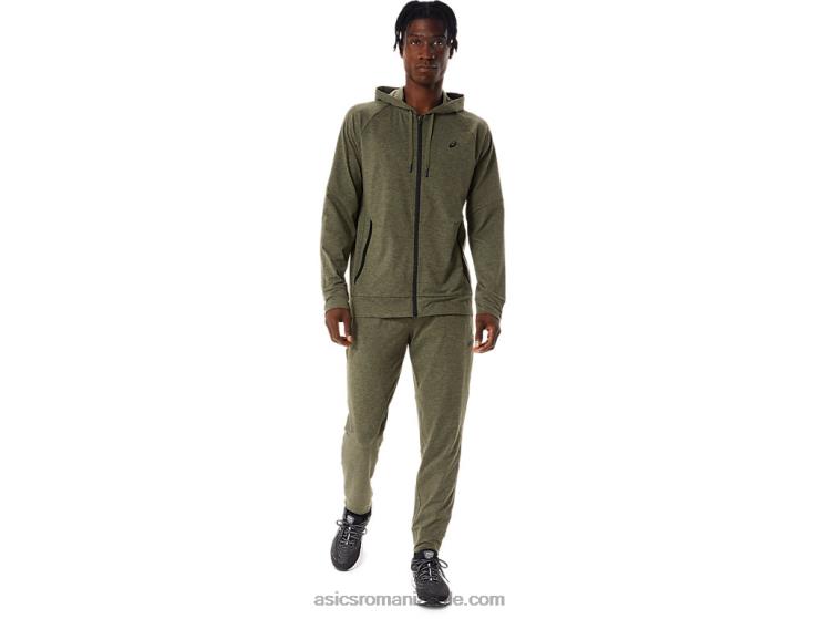 Asics manta verde heather/perf black hanorac tehnic pentru bărbați cu fermoar complet ZF464851