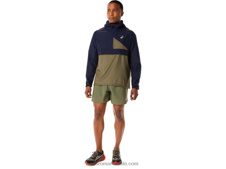 Asics miezul nopții/verde de mantie anorac pentru bărbați Fujitrail ZF4641136