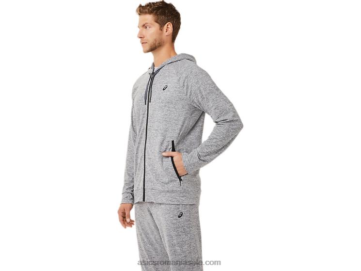 Asics purtător gri heather hanorac tehnic pentru bărbați cu fermoar complet ZF4641907