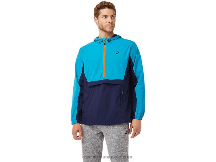 Asics albastru teal/peacoat jachetă anorac bărbătească ZF4642030