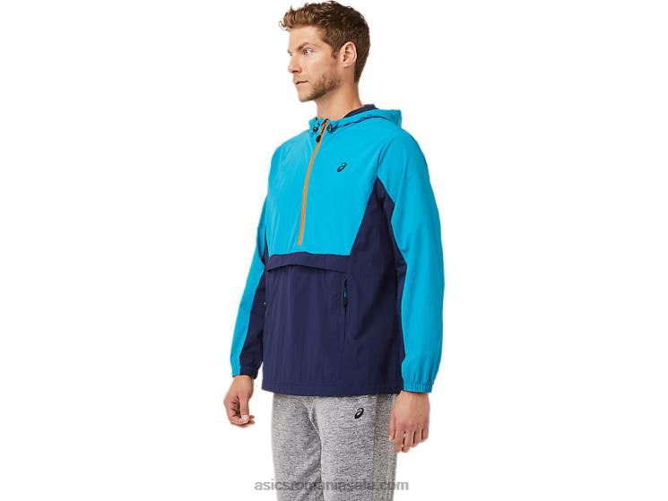 Asics albastru teal/peacoat jachetă anorac bărbătească ZF4642030