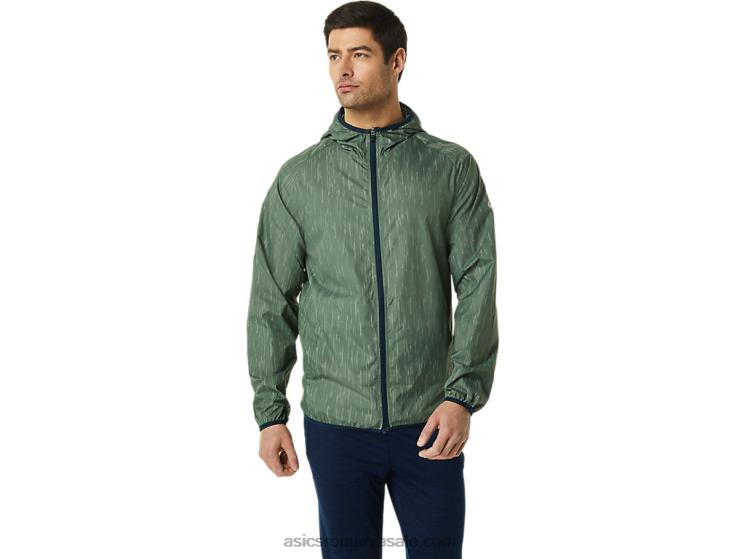 Asics imprimeu verde lichen/albastru francez jachetă pentru bărbați ZF464793