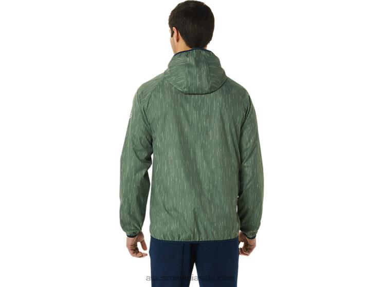 Asics imprimeu verde lichen/albastru francez jachetă pentru bărbați ZF464793