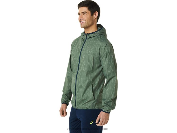 Asics imprimeu verde lichen/albastru francez jachetă pentru bărbați ZF464793