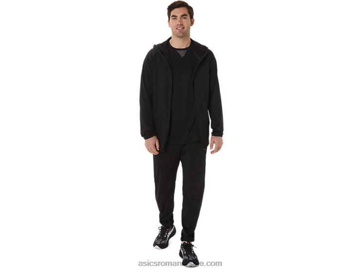Asics negru de performanță jachetă bărbați din tricot periat jacquard actibreeze ZF464755