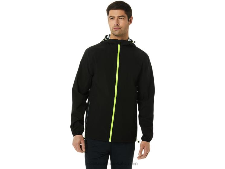 Asics negru de performanță/verde pericol jachetă impermeabilă pentru bărbați ZF4641403