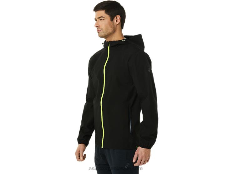 Asics negru de performanță/verde pericol jachetă impermeabilă pentru bărbați ZF4641403