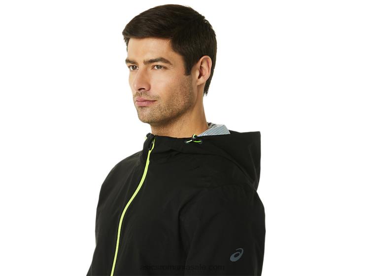 Asics negru de performanță/verde pericol jachetă impermeabilă pentru bărbați ZF4641403