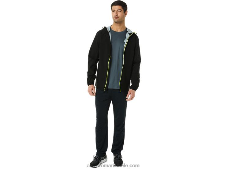 Asics negru de performanță/verde pericol jachetă impermeabilă pentru bărbați ZF4641403