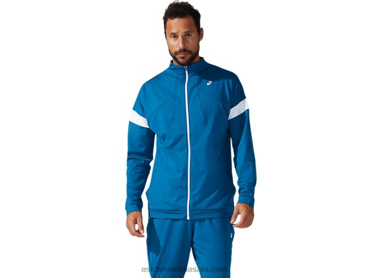 Asics teal de mare adâncime/alb strălucitor jachetă pentru bărbați ZF4641796