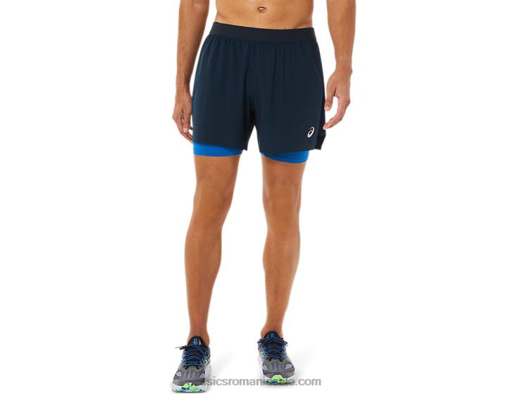 Asics albastru francez/lake drive drum masculin 2-n-1 5in scurt ZF4641534