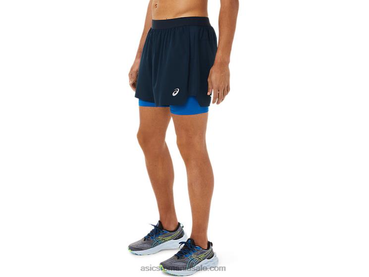 Asics albastru francez/lake drive drum masculin 2-n-1 5in scurt ZF4641534