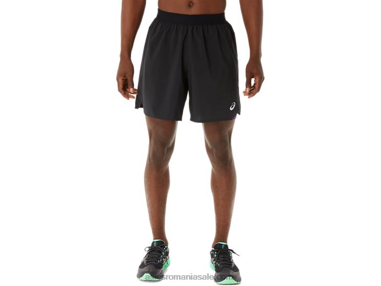 Asics gem de performanță negru/struguri drum masculin 2-n-1 7in scurt ZF464893