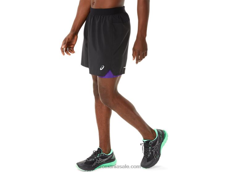 Asics gem de performanță negru/struguri drum masculin 2-n-1 7in scurt ZF464893