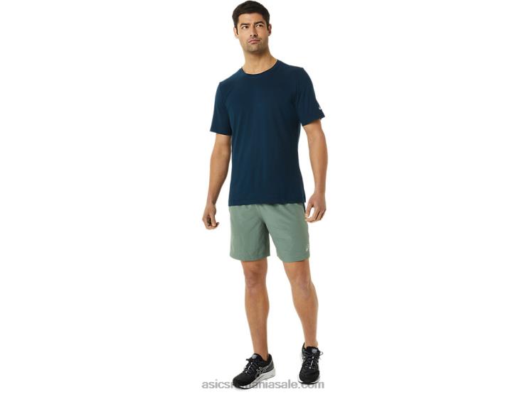 Asics imprimeu verde lichen/albastru francez pantaloni scurți pentru bărbați 7in pr lyte ZF4641362