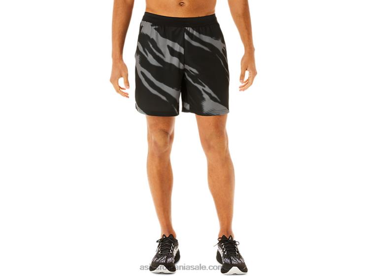 Asics negru performant/gri grafit pantaloni scurți cu imprimeu de sezon pentru bărbați ZF464995