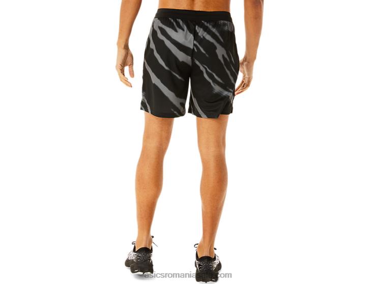 Asics negru performant/gri grafit pantaloni scurți cu imprimeu de sezon pentru bărbați ZF464995
