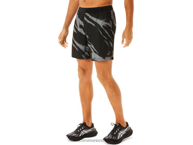 Asics negru performant/gri grafit pantaloni scurți cu imprimeu de sezon pentru bărbați ZF464995