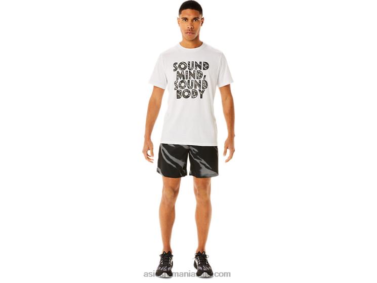 Asics negru performant/gri grafit pantaloni scurți cu imprimeu de sezon pentru bărbați ZF464995