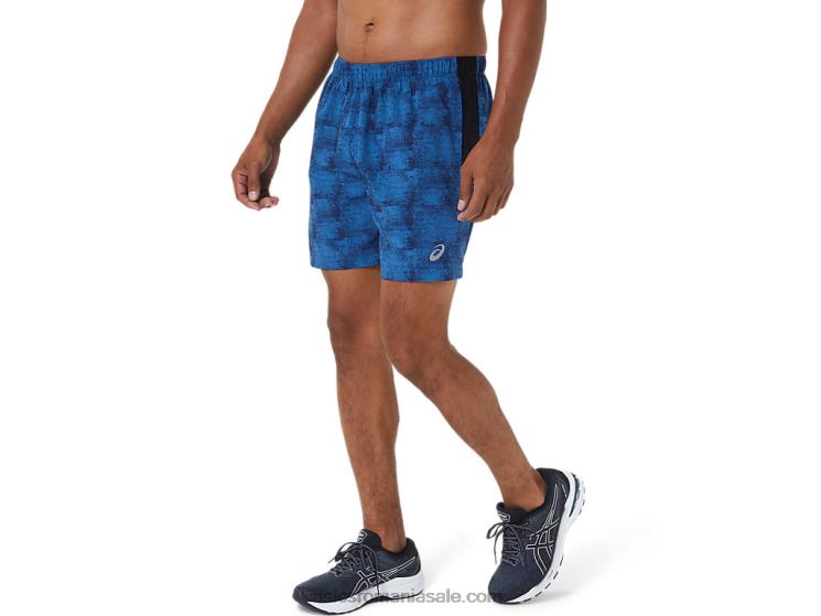 Asics tie dye imprimeu albastru/perf negru pantaloni scurți 5in pr lyte pentru bărbați ZF4641040