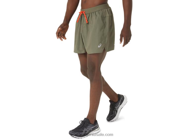 Asics verde de manta scurt pentru bărbați cu logo Fujitrail ZF4641075