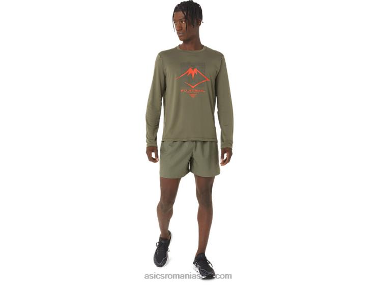 Asics verde de manta scurt pentru bărbați cu logo Fujitrail ZF4641075