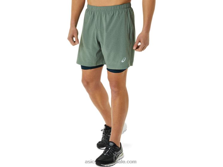 Asics verde lichen erica/albastru francez pantalon scurt 7 în 2 în 1 pentru bărbați ZF4641352