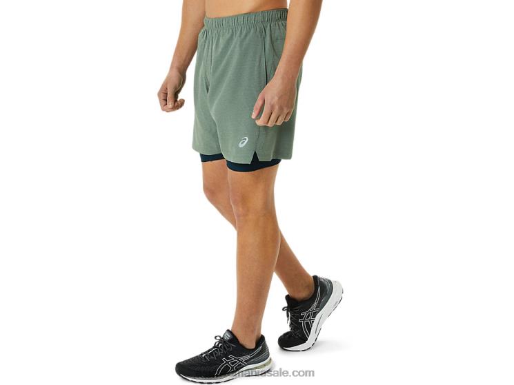 Asics verde lichen erica/albastru francez pantalon scurt 7 în 2 în 1 pentru bărbați ZF4641352