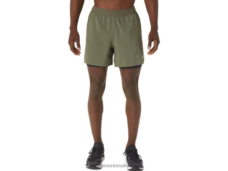 Asics verde manta/negru de performanta drum masculin 2-n-1 5in scurt ZF4641122