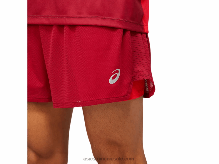 Asics visiniu/rosu electric ventilație pentru bărbați 2-n-1 5in scurt ZF4641803