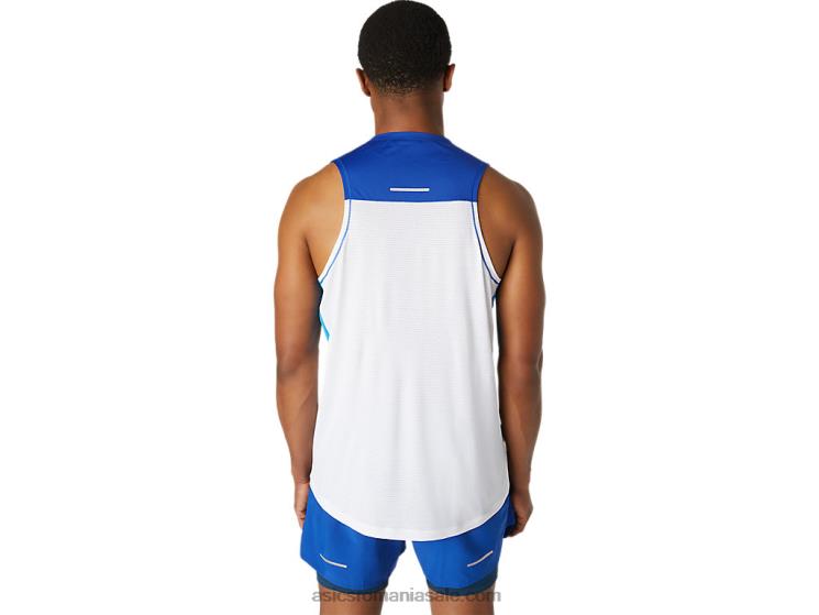 Asics alb strălucitor/albastru monaco maiotă de cursă masculină ZF4641746
