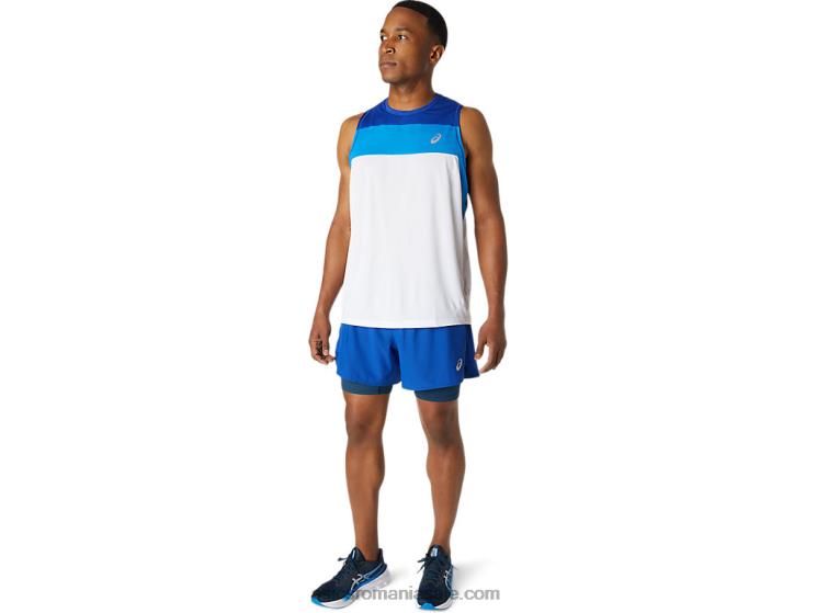 Asics alb strălucitor/albastru monaco maiotă de cursă masculină ZF4641746