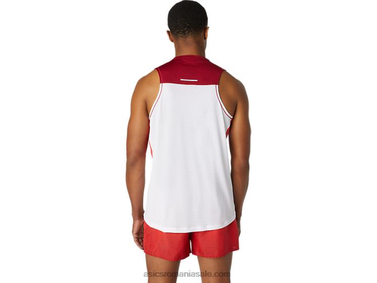 Asics alb strălucitor/visiniu maiotă de cursă masculină ZF4641737