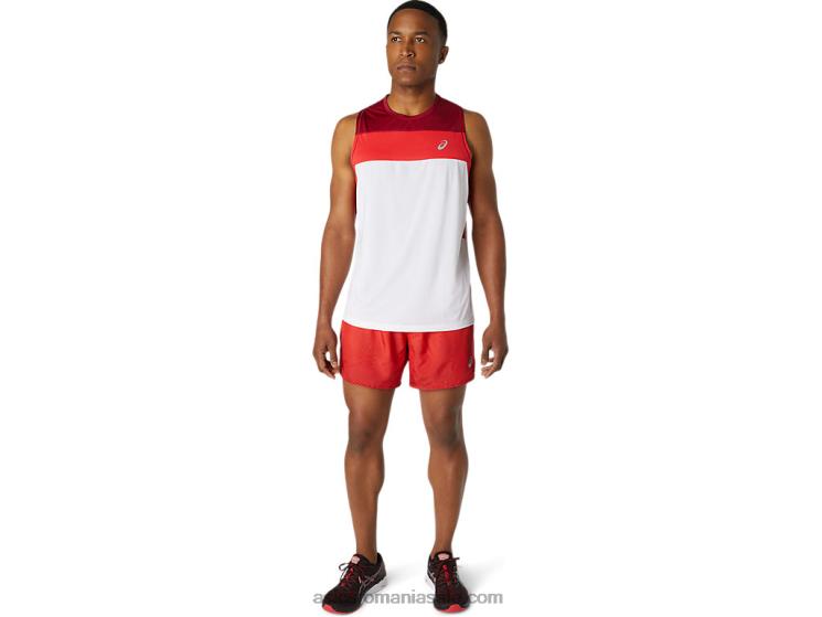 Asics alb strălucitor/visiniu maiotă de cursă masculină ZF4641737