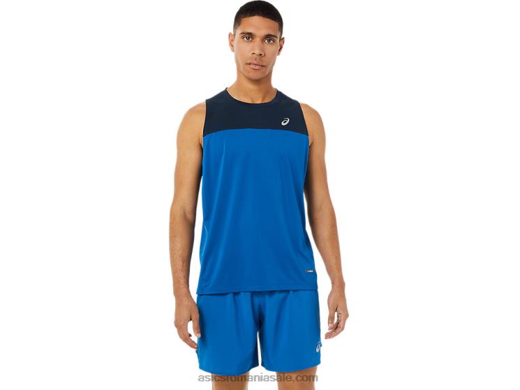 Asics albastru francez/lake drive maiotă de cursă masculină ZF4641404