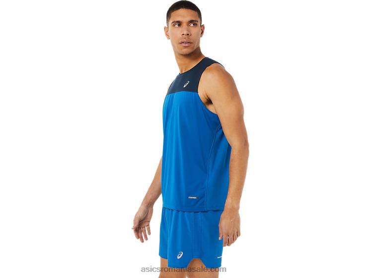 Asics albastru francez/lake drive maiotă de cursă masculină ZF4641404