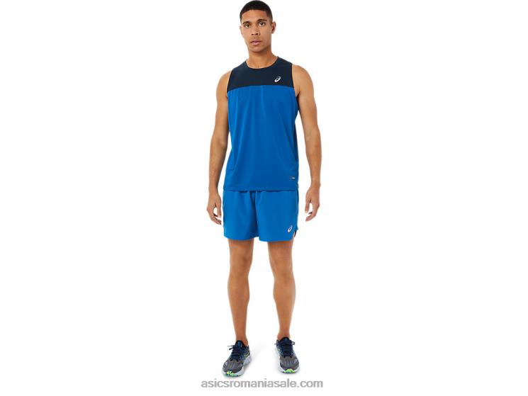 Asics albastru francez/lake drive maiotă de cursă masculină ZF4641404