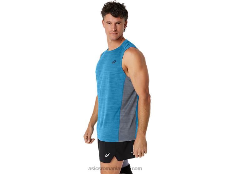 Asics albastru insula/roca de foaie trenul bărbaților sana tank muscular ZF46417