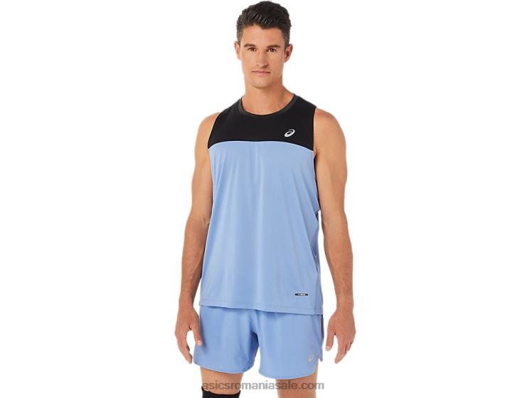 Asics performanță armonie negru/albastru maiotă de cursă masculină ZF4641332
