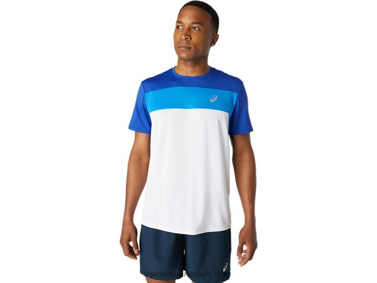 Asics alb strălucitor/albastru monaco top cu mânecă scurtă pentru bărbați ZF4641745