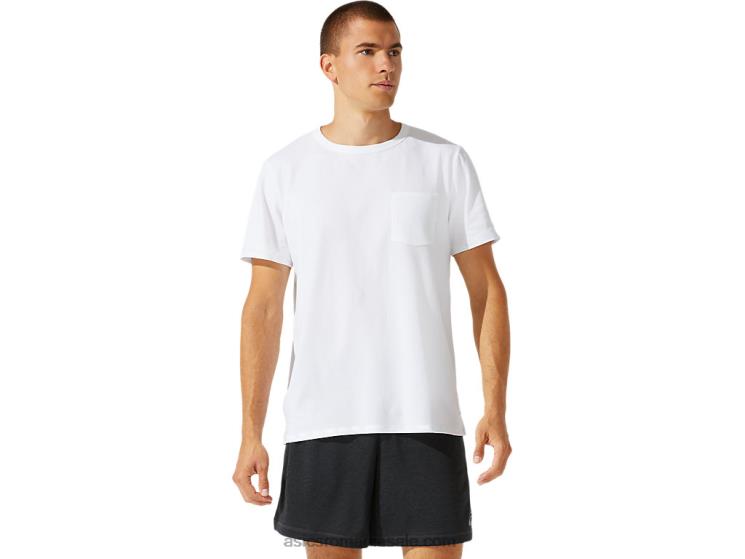 Asics alb strălucitor bluză bărbătească cu mânecă scurtă cu buzunar petic ZF4641954