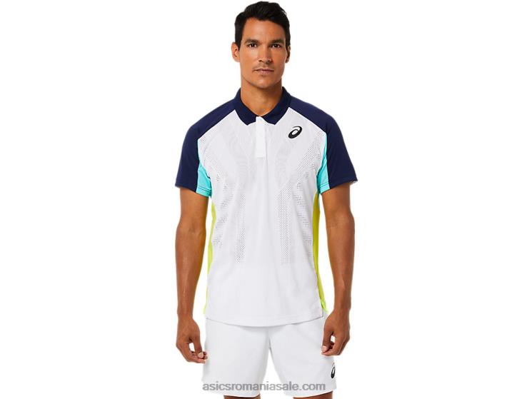 Asics alb strălucitor/mentă de gheață tricou polo pentru bărbați ZF4641504