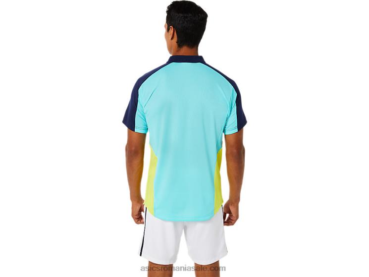 Asics alb strălucitor/mentă de gheață tricou polo pentru bărbați ZF4641504