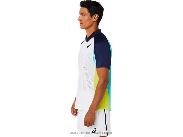 Asics alb strălucitor/mentă de gheață tricou polo pentru bărbați ZF4641504