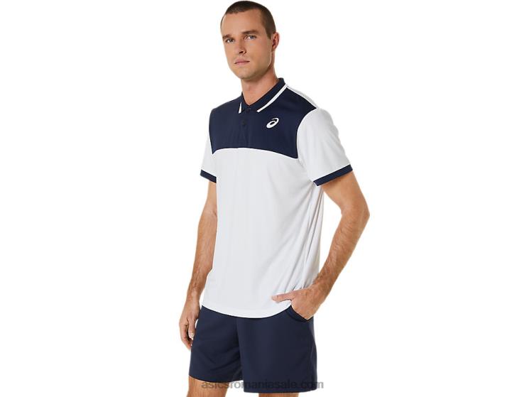 Asics alb strălucitor/miezul nopții tricou polo pentru bărbați ZF464548