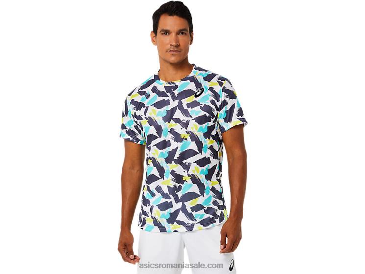 Asics alb strălucitor top cu mânecă scurtă pentru bărbați ZF4641498