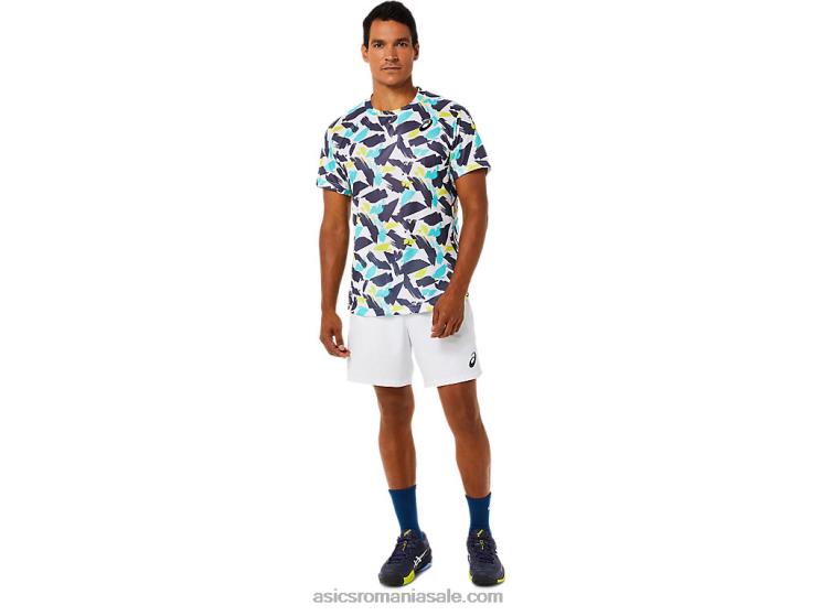 Asics alb strălucitor top cu mânecă scurtă pentru bărbați ZF4641498