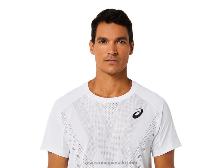 Asics alb strălucitor top cu mânecă scurtă pentru bărbați ZF4641522